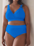 Women's Plus Size Swimwear Solid High Waisted Bikini Set