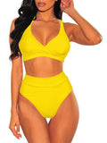 High Waisted Bathing Suits Solid Sexy Swimwear For Women