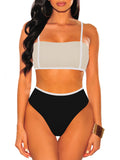 Women's Spaghetti Strap High Waisted Bikini Bathing Suits High Cut Swimwear
