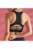 Solid Cut Out Racerback Workout Sports Bra For Women