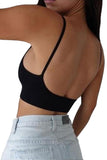 Women's Spaghetti Straps Scoop Neck Ribbed Crop Cami Top