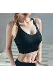 Solid Padded Wirefree Back Closure Sports Bra For Women