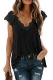 Casual V Neck Lace Patchwork Tank