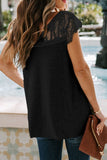 Casual Solid Lace Patchwork Tank Black