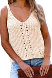 Women's Sleeveless V Neck Cut Out Tank Top Apricot