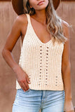 Women's Sleeveless V Neck Cut Out Tank Top Apricot
