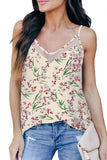 Women's Summer V Neck Floral Print Mesh Cami Tank Top