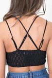 Women's Solid Lace Crochet Bralette With Lining Black