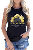 Casual Solid Sunflower Print Tank