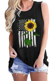 Casual Ameriacn Flag Sunflower Print Tank
