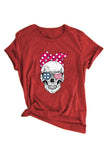 Women's Funny Graphic Tees American Flag Skull Print T-Shirt