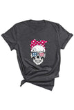Summer Vintage Skull Print T-Shirt For Women Dark Grey