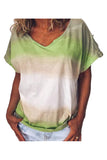 Plus Size Short Sleeve V Neck Ombre T-Shirt For Women