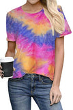 Crew Neck Short Sleeve Tie Dye Summer Casual T-Shirt For Women