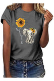Women's Sunflower Graphic Short Sleeve Round Neck Casual T-Shirt
