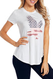Casual American Flag Eagle Print T-Shirt White