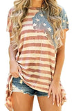 Casual Loose Short Sleeve Stars And Stripes Print T-Shirt