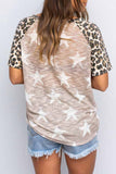 Leopard Patchwork Star Print Short Sleeve T-Shirt