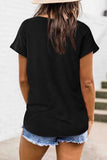 Short Sleeve Tie Dye Lip Print V Neck T-shirt For Women
