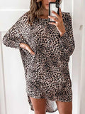 Dolman Sleeve Leopard Mini Dress