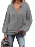 Long Sleeve Oversized Hoodies Button Down Drawstring Sweatshirts
