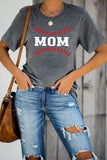 Women's Letters Printed Short Sleeve Graphic T Shirt Mom Baseball Shirt