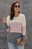 Color Block Netted Texture Pullover Sweater