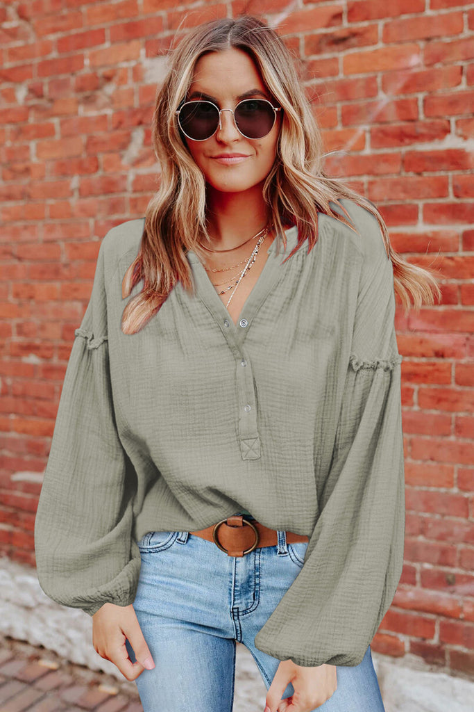 Green Button Up Blouse