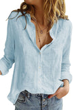 Textured Solid Color Womens Button Up Shirts