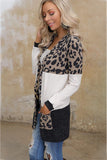 Leopard Open Front Sweater with Pockets
