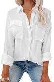 Long Sleeve Button Down Blouse with Pocket