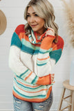 Color Block Cowl Neck Knit Sweater