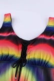 Multicolor Tie Dye Ombre Swimdress Tankini Set