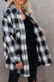 Womens Loose Flannel Shirts Plaid Shirt with Pockets