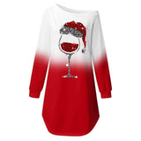 Casual Christmas Outfits Red Wine Glasses Long Sleeve Dress