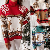 Christmas Knitwear Reindeer Turtleneck Sweaters